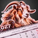 Квартальный календарь 2027 с фигурной головой козла